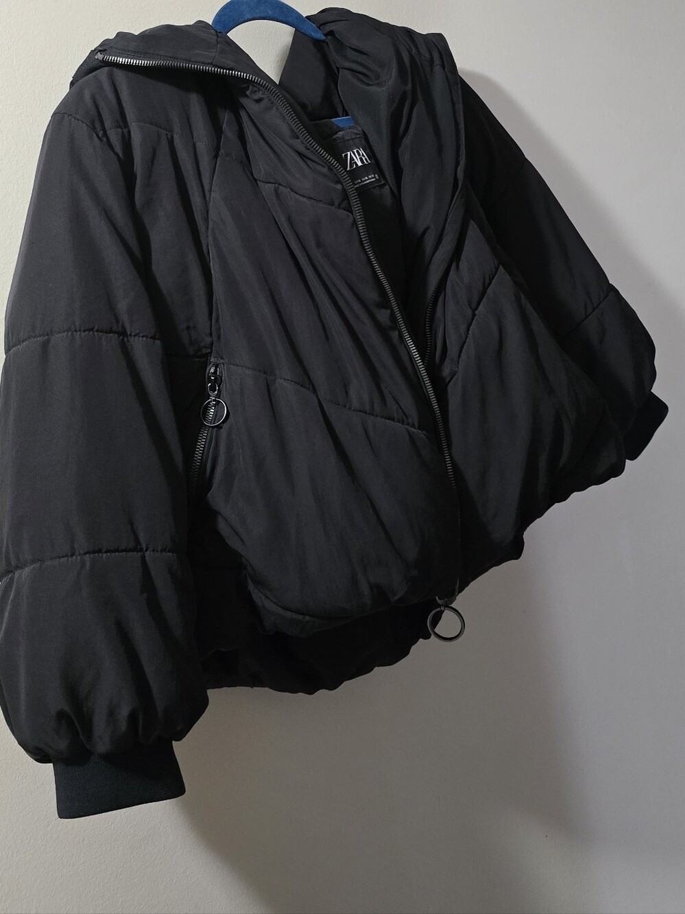 ZARA Black Puffer Jacket with Hood